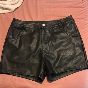 Black Leather Women's Shorts
